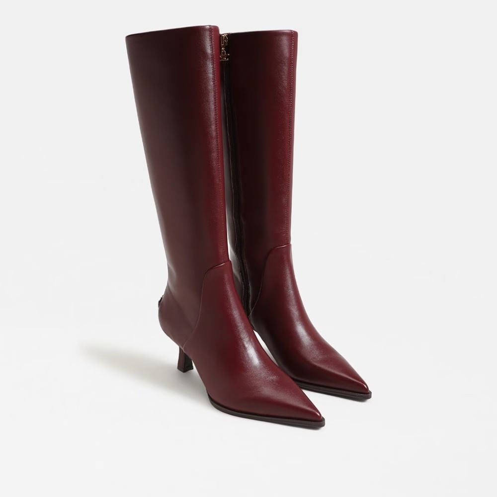Yulia Wide Calf Knee High Boot in Chianti Leather size 8